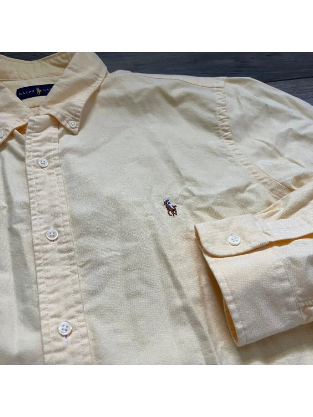 Polo Ralph Lauren Men's 2XL Button Up Casual Oxford Shirt Yellow Flesh Pony
